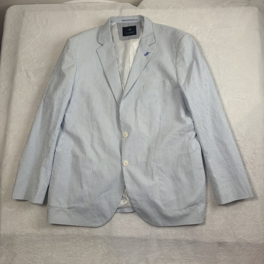 Tailorbyrd‎ Collection Striped Blue Long Sleeve Blazer Suit Jacket Men's 48L